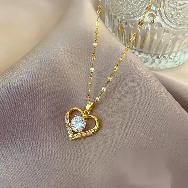Crystal Heart Charm Necklace