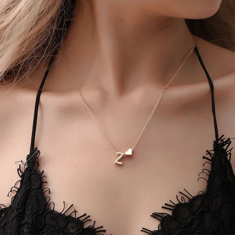 Heart Initial Necklace – Personalized Letter Pendant – Dainty Everyday Necklace – Cute Gift for Girlfriend, Best Friend, or Family
