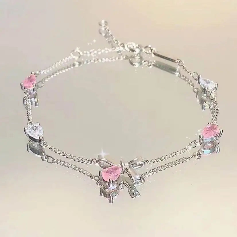 Sparkling Cherry Blossom Butterfly Bracelet