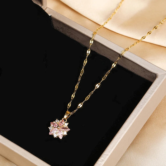 Pink Sakura Pendant Necklace