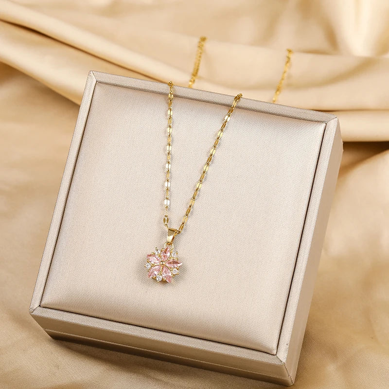 Pink Sakura Pendant Necklace