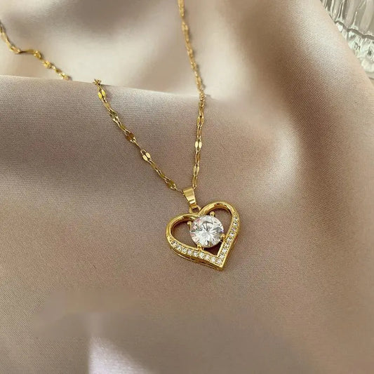 Crystal Heart Charm Necklace
