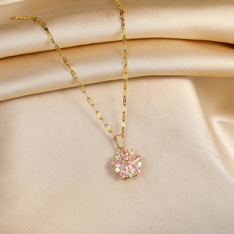 Pink Sakura Pendant Necklace