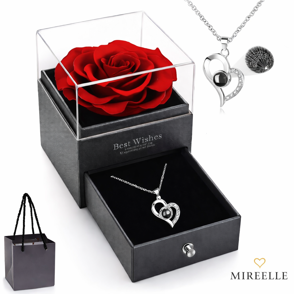 Heart-Shaped Necklace Gift – Optional Rose Box – Romantic Valentine’s Day, Anniversary, Birthday Gift for Girlfriend, Wife, or Mom