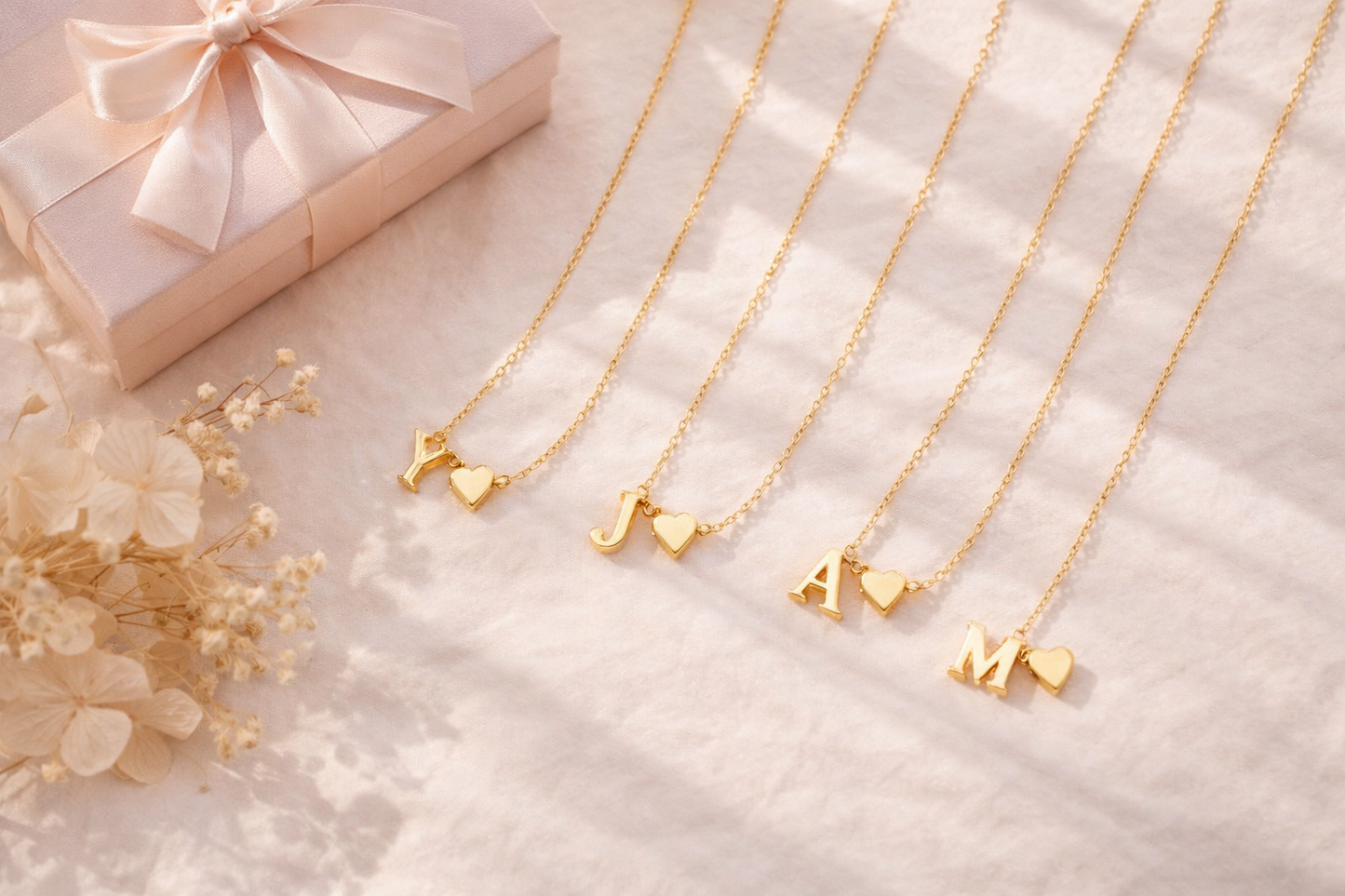 Heart Initial Necklace – Personalized Letter Pendant – Dainty Everyday Necklace – Cute Gift for Girlfriend, Best Friend, or Family