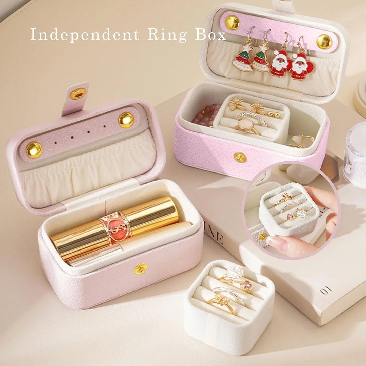 Leather Portable Mini Jewelry Box