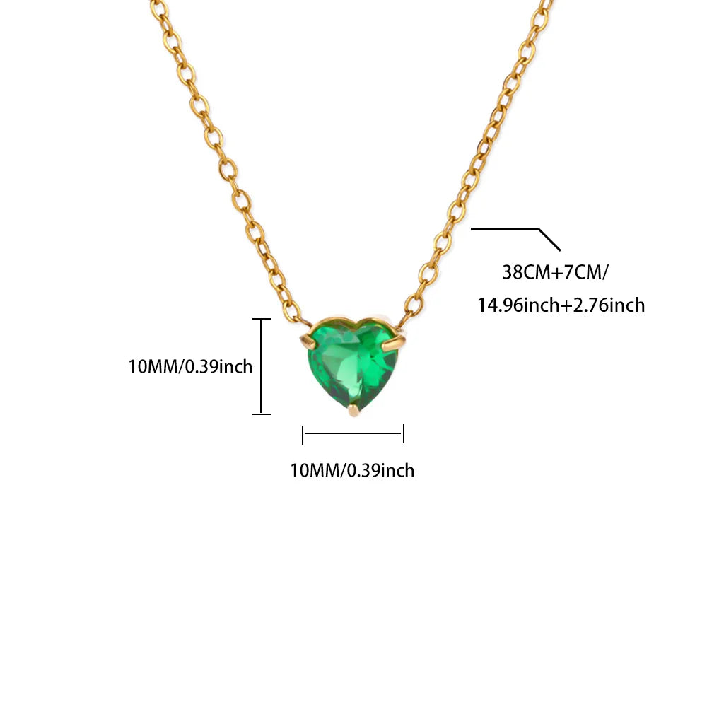 Birthstone Heart Necklace – Personalized Month Jewelry | Non-Tarnish Stainless Steel