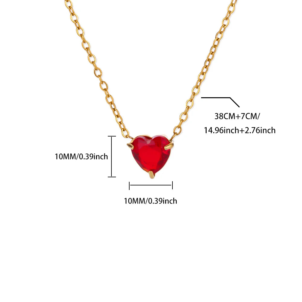 Birthstone Heart Necklace – Personalized Month Jewelry | Non-Tarnish Stainless Steel