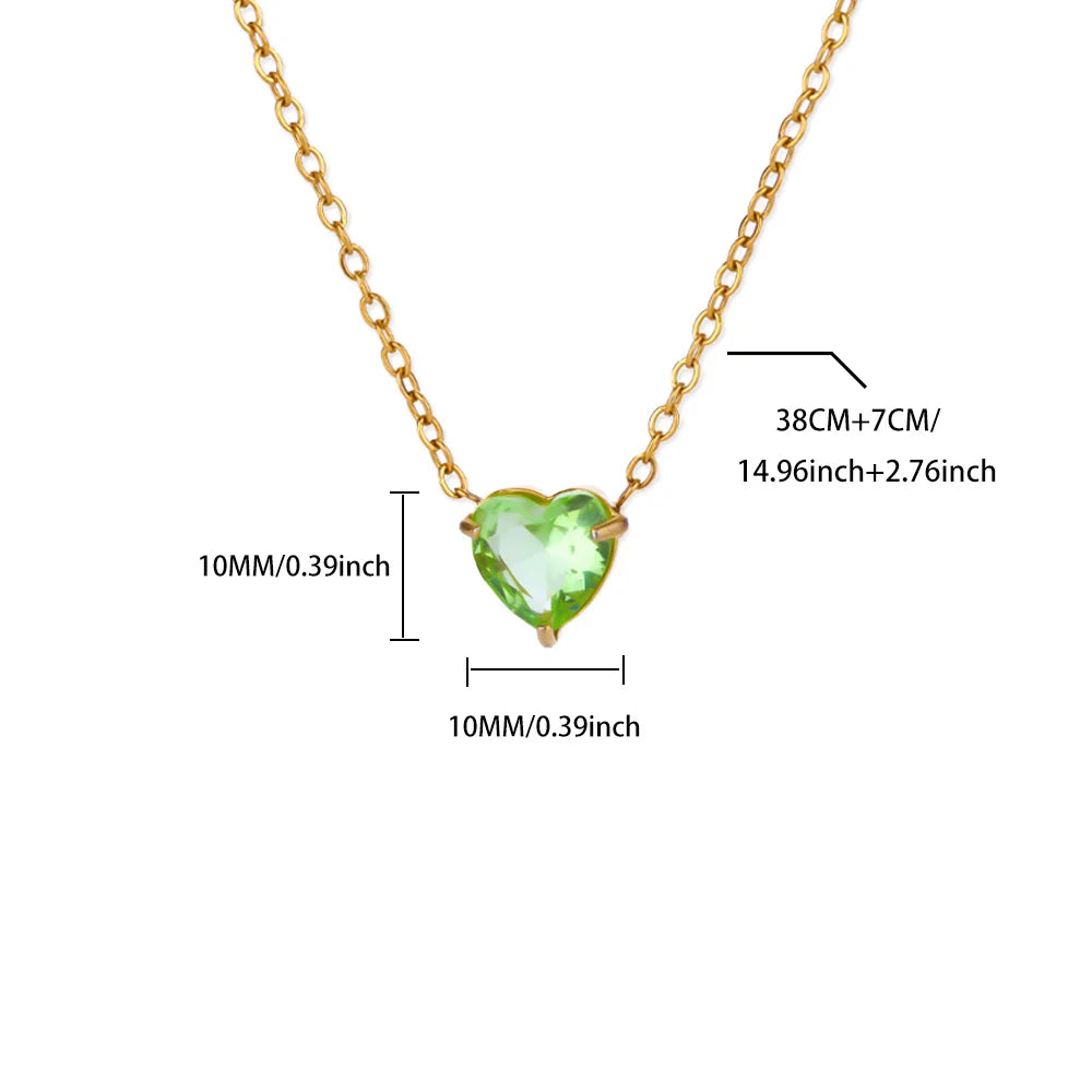 Birthstone Heart Necklace – Personalized Month Jewelry | Non-Tarnish Stainless Steel