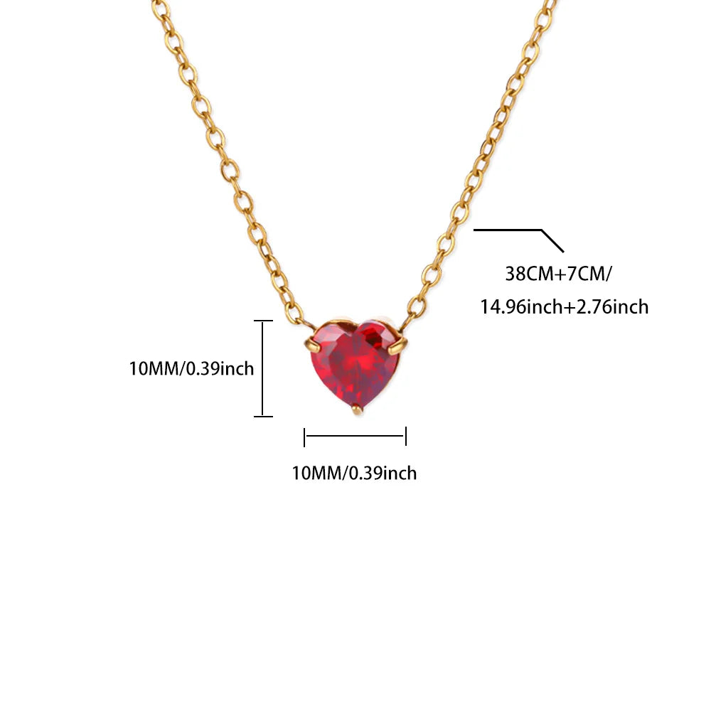 Birthstone Heart Necklace – Personalized Month Jewelry | Non-Tarnish Stainless Steel