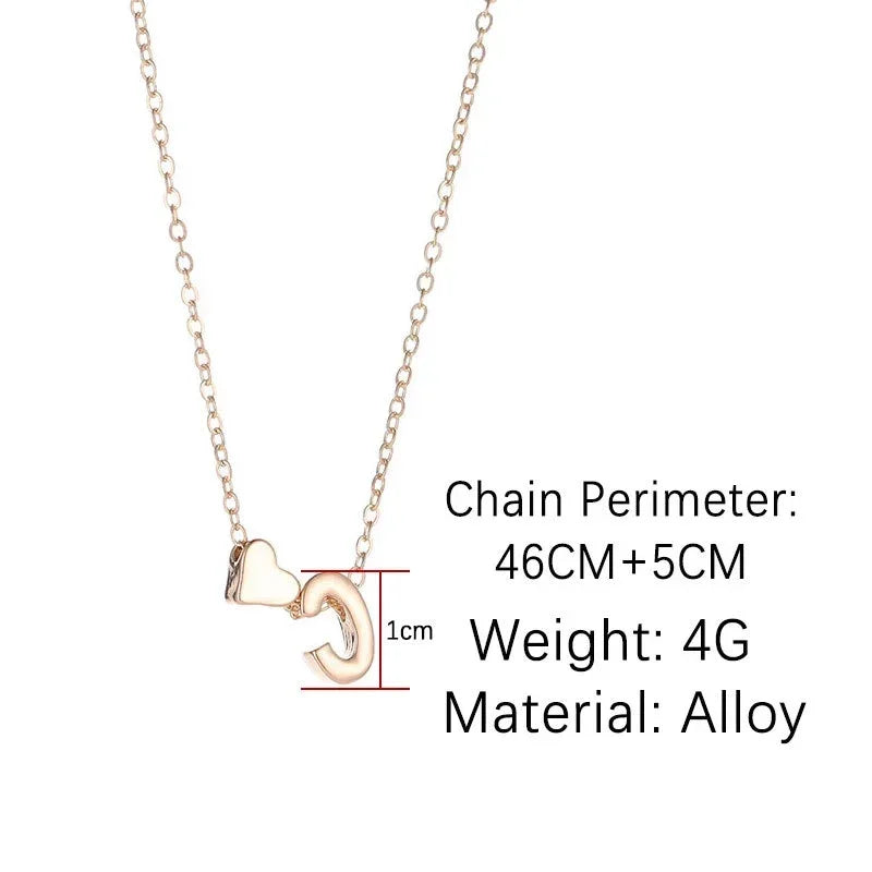 Heart Initial Necklace – Personalized Letter Pendant – Dainty Everyday Necklace – Cute Gift for Girlfriend, Best Friend, or Family