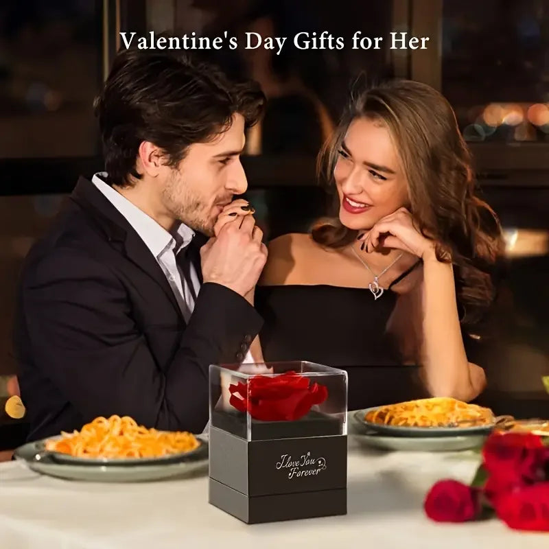 Heart-Shaped Necklace Gift – Optional Rose Box – Romantic Valentine’s Day, Anniversary, Birthday Gift for Girlfriend, Wife, or Mom