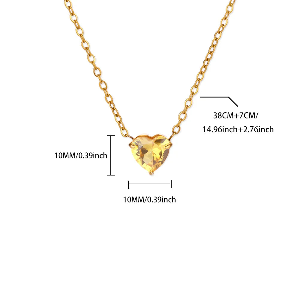 Birthstone Heart Necklace – Personalized Month Jewelry | Non-Tarnish Stainless Steel