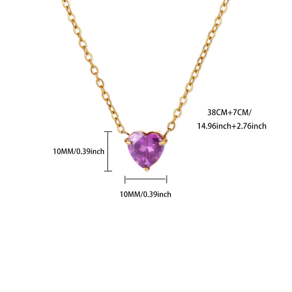 Birthstone Heart Necklace – Personalized Month Jewelry | Non-Tarnish Stainless Steel