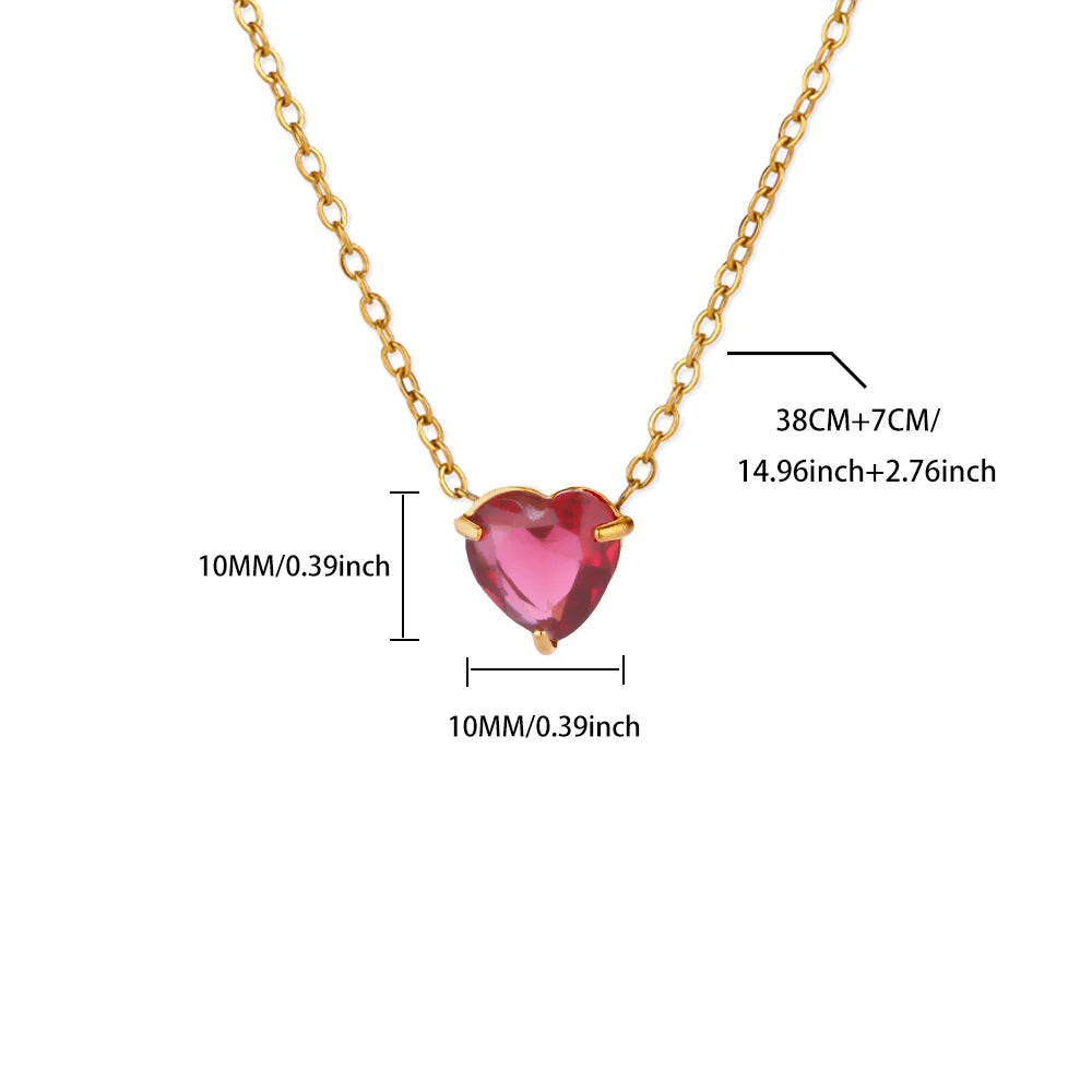 Birthstone Heart Necklace – Personalized Month Jewelry | Non-Tarnish Stainless Steel