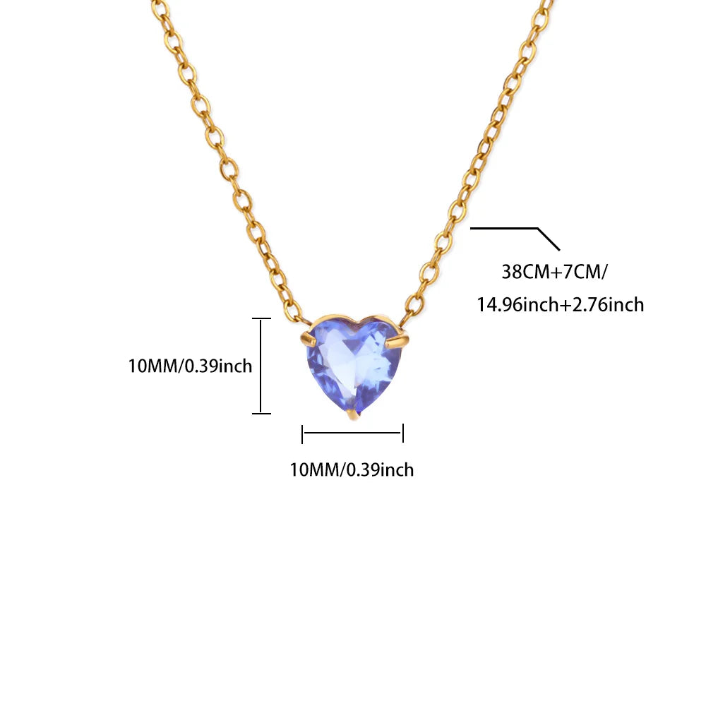 Birthstone Heart Necklace – Personalized Month Jewelry | Non-Tarnish Stainless Steel