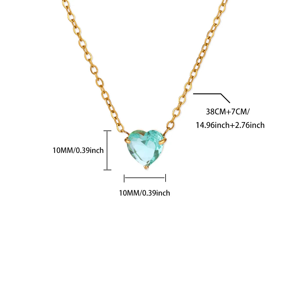 Birthstone Heart Necklace – Personalized Month Jewelry | Non-Tarnish Stainless Steel