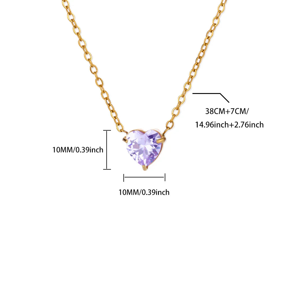 Birthstone Heart Necklace – Personalized Month Jewelry | Non-Tarnish Stainless Steel