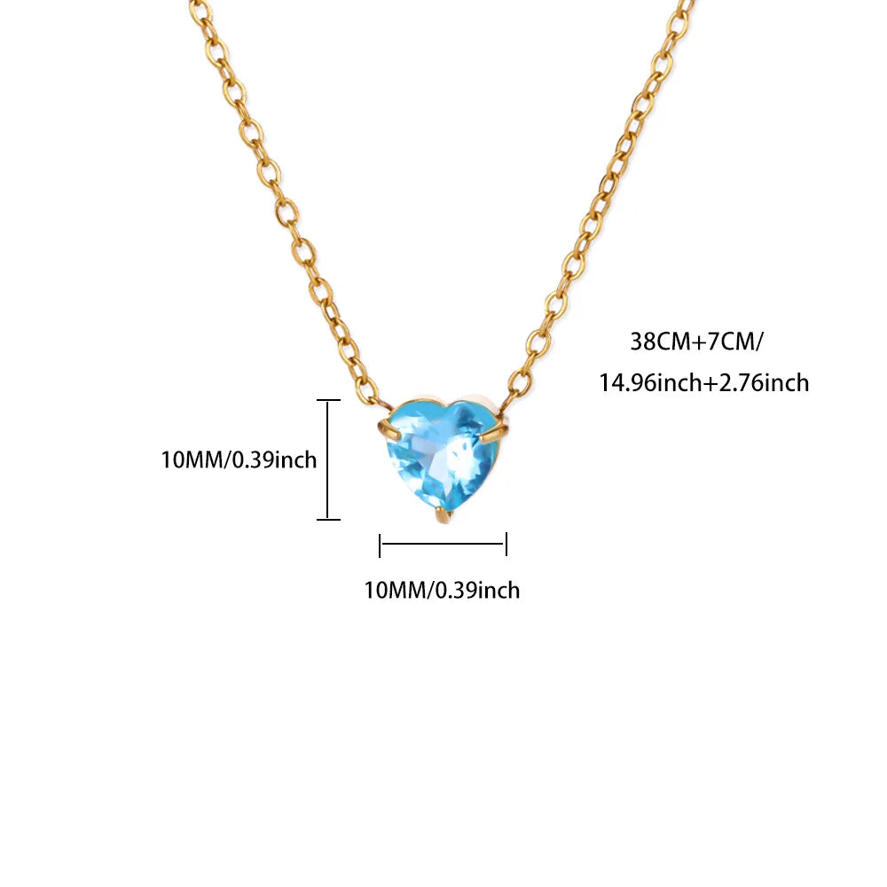 Birthstone Heart Necklace – Personalized Month Jewelry | Non-Tarnish Stainless Steel