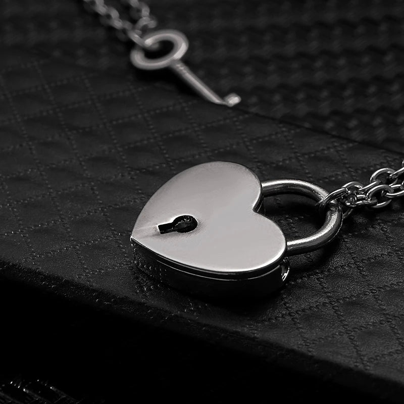 Heart Lock & Key Couple Necklace Set – Stainless Steel Matching Necklaces, Valentine’s Gift