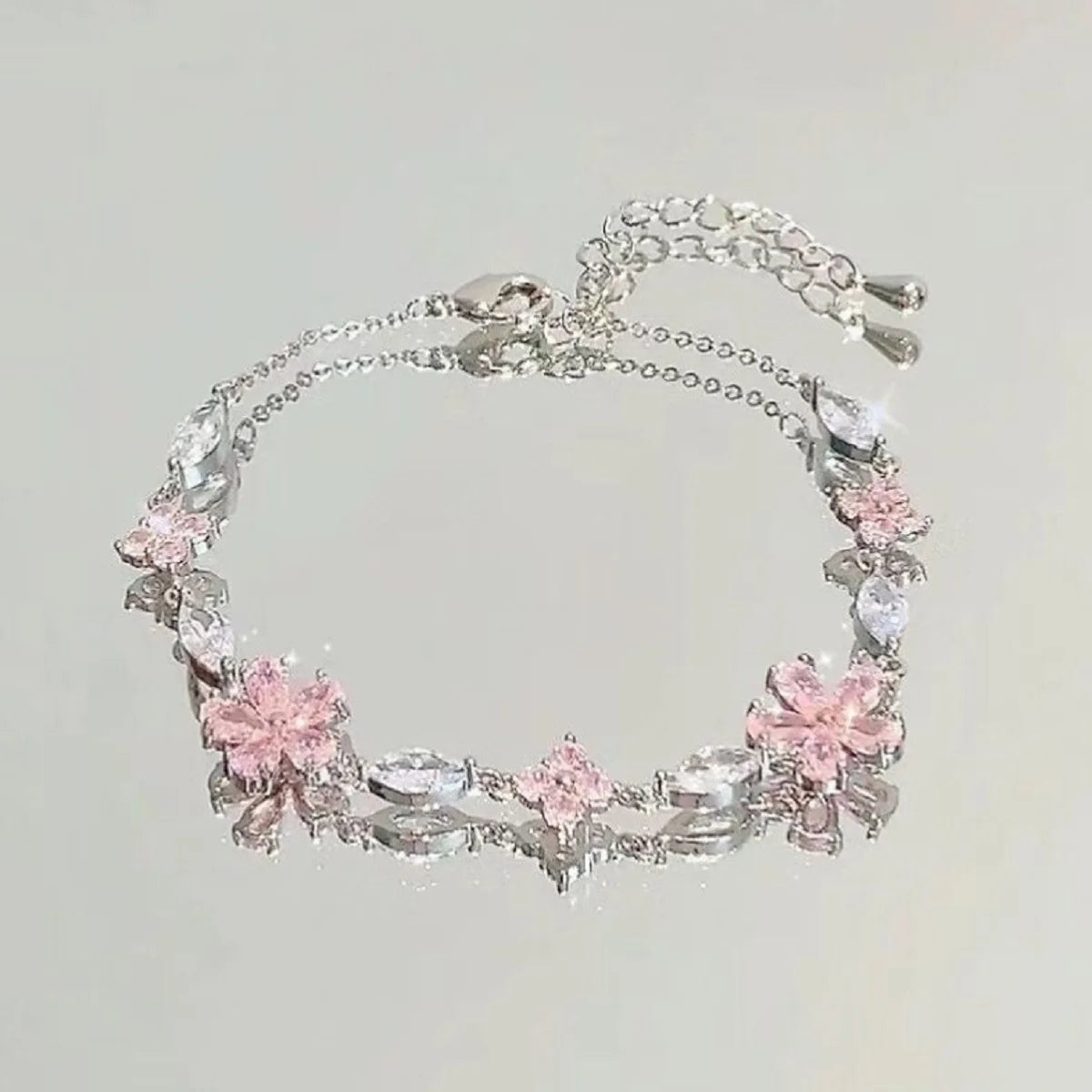 Sparkling Cherry Blossom Butterfly Bracelet