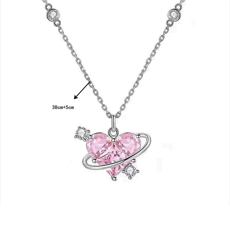 Pink Elegance Crystal Heart Necklace