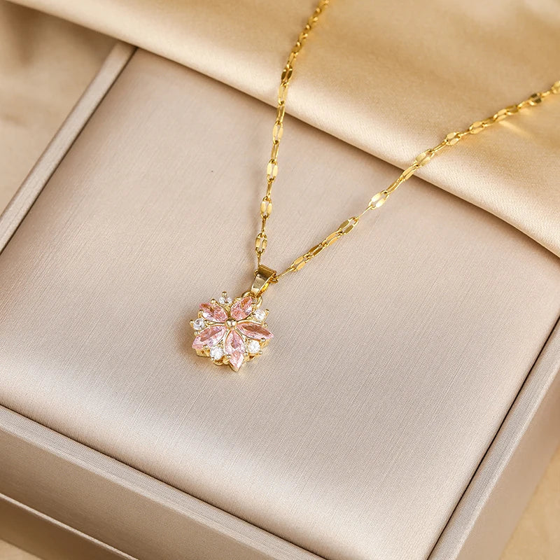 Pink Sakura Pendant Necklace